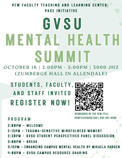 GVSU Mental Health Summit Flyer